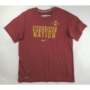 Nike Iowa State Cyclones Shirt Men Large Burgundy Dri-Fit Short Sleeve